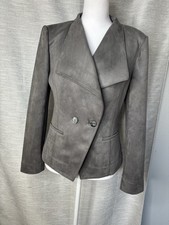 White House Black Market Gray Doble Breasted Suede Style Blazer Size 4