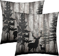 Forest Deer Throw Pillow Covers Set of 2 Wildlife Animal Decorative Pillow Ca...
