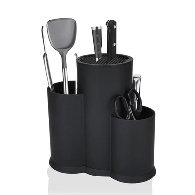 3 in 1 Messerblock Ohne Messer, Universal Schwarz Runder Messerblockhalter un... - Bild 1 von 4