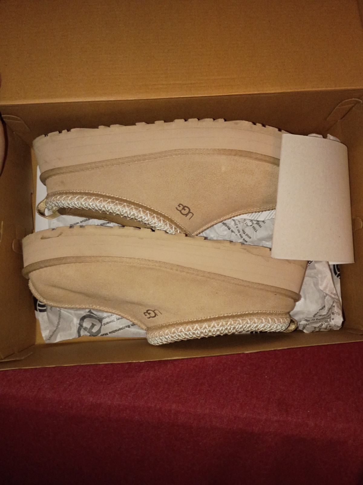 Women's UGG Braid Tazz Sand Platform Slippers 100percent Authentic In Box Size 11