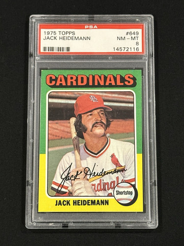 Topps #649 1975 Jack Heidemann PSA 8 Cardinals - Imagen 1 de 2