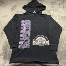 Vintage 1991 Colorado Rockies Hoodie Mens Small Black Artex Sportswear Graphic