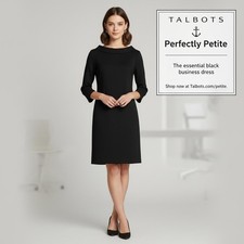Talbots Perfectly Petite Essential Black Business Dress 