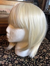 Medium Layered Wavy Natural Platinum Blonde Mix Bangs Hair Wigs Women Wig