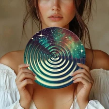 Retro Cosmic Ripple Round Aluminum Wall Art Durable Metal Sign