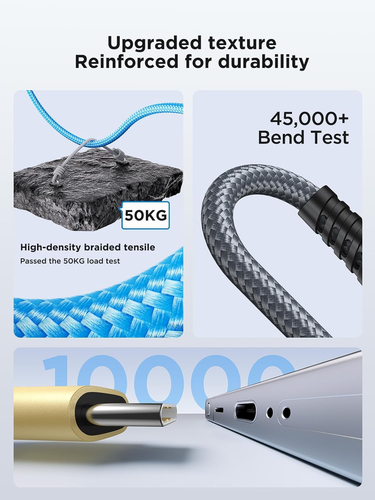 USB C Cable 10FT 3Pack Fast Charging Nylon Braided Long Type C Charger Cable for - Picture 4 of 12