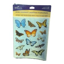 Vintage Hallmark Stickers Assortment Butterflies Fruit Flowers Houses 4 Sheets