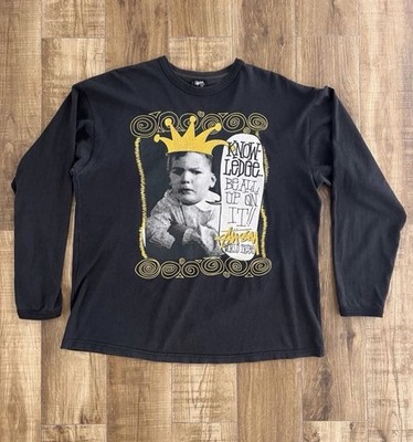 Stussy World Tribe Long Sleeve T-Shirt XL Black Vintage 2000s 