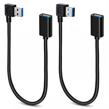 2 Pack USB Extension Cable 90 Degree Left Right Angle Short USB 3.0 Male Female