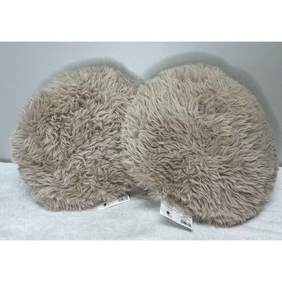 Threshold Toss Pillow Round Fur 16in DIA Gray Set Of 2
