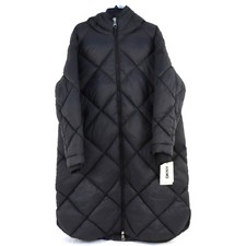 DKNY Diamond Quilted Long Puffer Coat In Blac...
