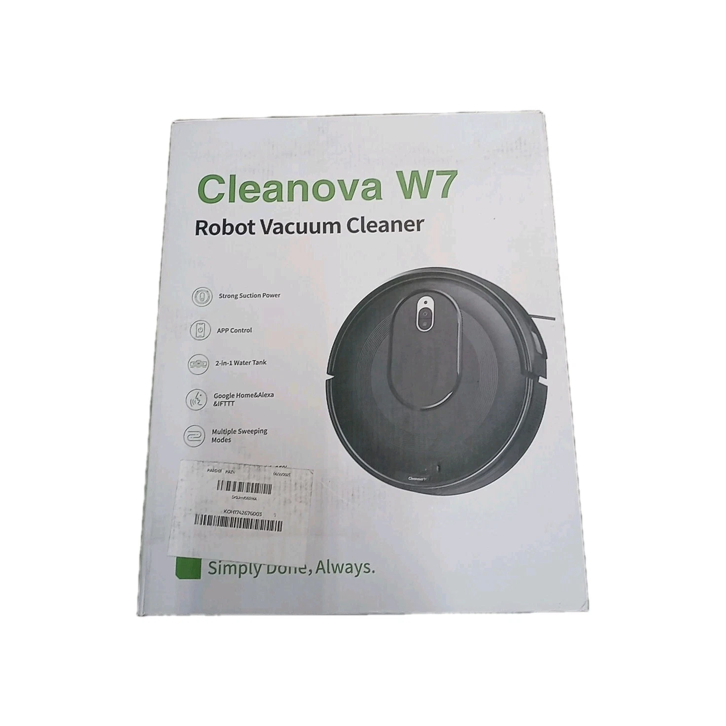 W7 Robot Vacuum and Mop Combo, Suction Port for Pet Hair, 2 in 1 Mopping Black