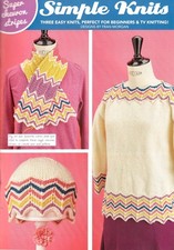 KNITTING PATTERN SWEATER 32-46" SCARF 8x24" & HAT CLOCHE STRIPED EASY SKM M8A