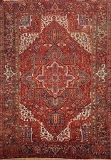 Red Geometric Area Rug 8x12 Ft Hand-Knotted Oriental Medallion Wool Carpet