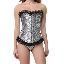 Silver and black lace adjustable corset