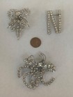 Excellent Lot (3) MCM Rhinestone Brooches, Fantasy Shapes, High Sparkle, Pronged — photo 7