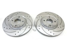 Front 2 Drilled & Grooved Brake Discs Set For Ford EcoSport (Check Size 300mm)