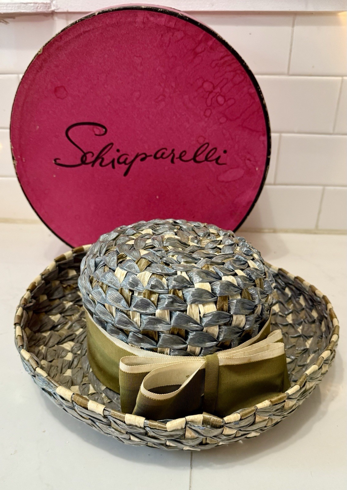 Authentic vintage Schiaparelli hat Vintage ELSA SCHIAPARELLI HAT - Silk Velour, Green Shades  main image 3