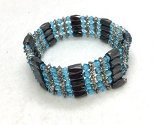 Magnetic Therapy Blue Crystal Hematite Wrap Bracelet 36   51-5