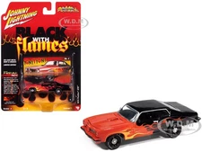 1974 PONTIAC GTO BLACK W/RED FLAMES 1/64 BY JOHNNY LIGHTNING JLSF027-JLSP405 A