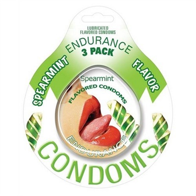 #ad Hott Products Endurance Spearmint Flavored Condoms 3 Hp Htp2089 $9.16