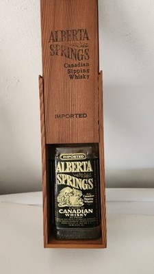 Vintage Alberta Springs Whisky Bottle With Wooden Box FREE SHIPPING