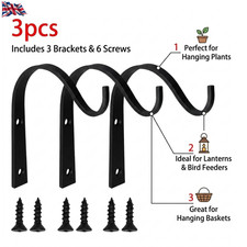 Garden Metal Hanging Basket Brackets Plant Hanger Hook Wall Decor