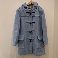 Cappotto Montgomery con cappuccio taglia 36 blu lana soprabito corno toggle Inghilterra ottime condizioni