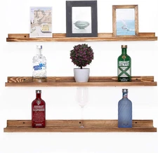 Large Floating Shelves 36 Inch Wood Wall Mounted Set of 3 Floating Bookshelf Lon