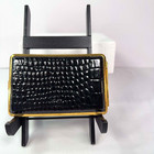 Colibri West Germany Cigarette Case Black Faux Crocodile Gold Metal VTG