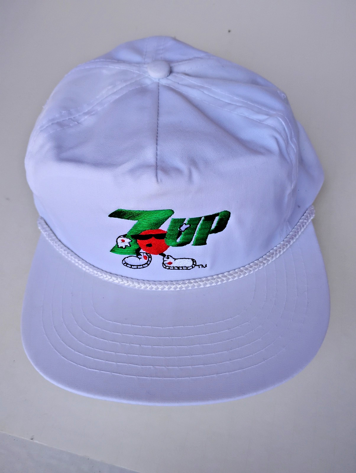 Vintage 90s 7Up Cool Spot Snapback Hat Rope Cap Soda Promo Designer Award