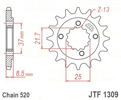 JT Sprocket Front 13/520 JTF130 Fits Beeline Bestia 5.5 500 2012-2014