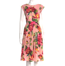 DOLCE GABBANA 48/14 $2495 ROSE 🌹 PRINT COTTON FIT & FLARE BEAUTIFUL DRESS