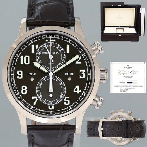 2024 New PAPERS Patek Philippe 5924g Green White Gold Travel Time Leather 42mm