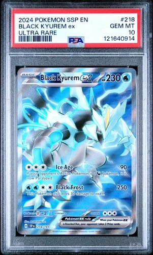 2024 POKEMON SSP EN-SURGING SPARKS ULTRA RARE #218 BLACK KYUREM EX PSA 10