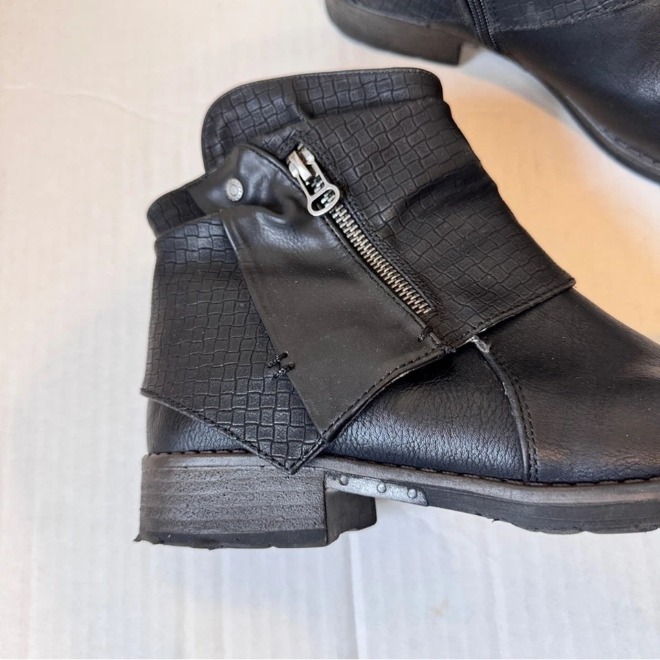 Botines Patrizia de cuero negro con cremallera para motociclista para mujer 10 otoño botines góticos Foto 3 de 4