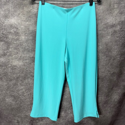 #ad Sympli Turquoise Blue Cropped Pull On Pants Womens 6 Stretchy Knit Minimalist $24.99