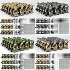 Custome WW2 Military US UK RUS GER Army Soldiers Figure SWAT Building Blocks