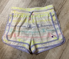Champion Shorts Youth Girls 10/12 White Logo All Over Print