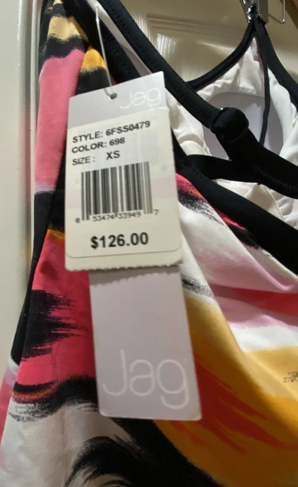 Tankini de natación JAG Top para mujer XS traje de baño top rosa negro precio de venta sugerido por el fabricante $126 nuevo con etiquetas Foto 3 de 4