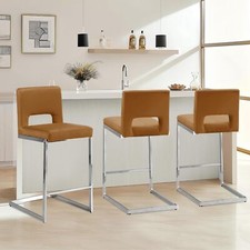 Counter Height Bar Stools Set of 3, Modern Counter Stools PU Leather Barstools