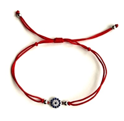 925 STERLING SILVER EVIL EYE RED LUCKY BRACELET / PULSERA ROJO DE OJO - B54