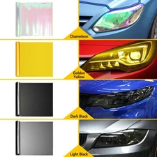 12"X72" Gloss Dark Black Smoke Headlight Taillight Fog Light Tint Film Vinyl
