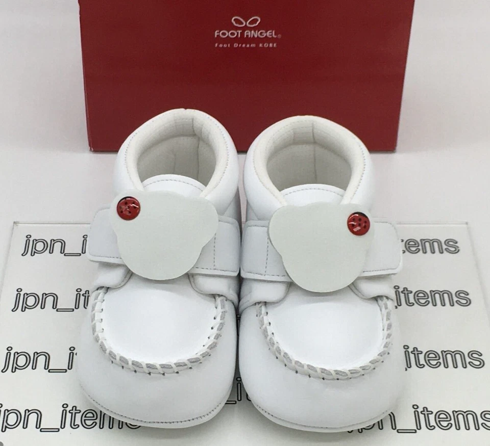 Zapatos de bebé primer paso pie ángel cuero de vaca blanco hechos a mano Japón Foto 3 de 4