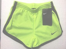 Nike Little Girls Neon Volt Yellow Mesh with Black Trim Gym Shorts - NWT - 6