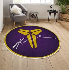 Tappeto nero firmato Mamba Kobe Bryant, tappeto nero con logo Mamba