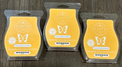 SCENTSY ~ TROPICAL COCONUT NECTAR Wax Bars ~ Lot of 3 ~ NEW