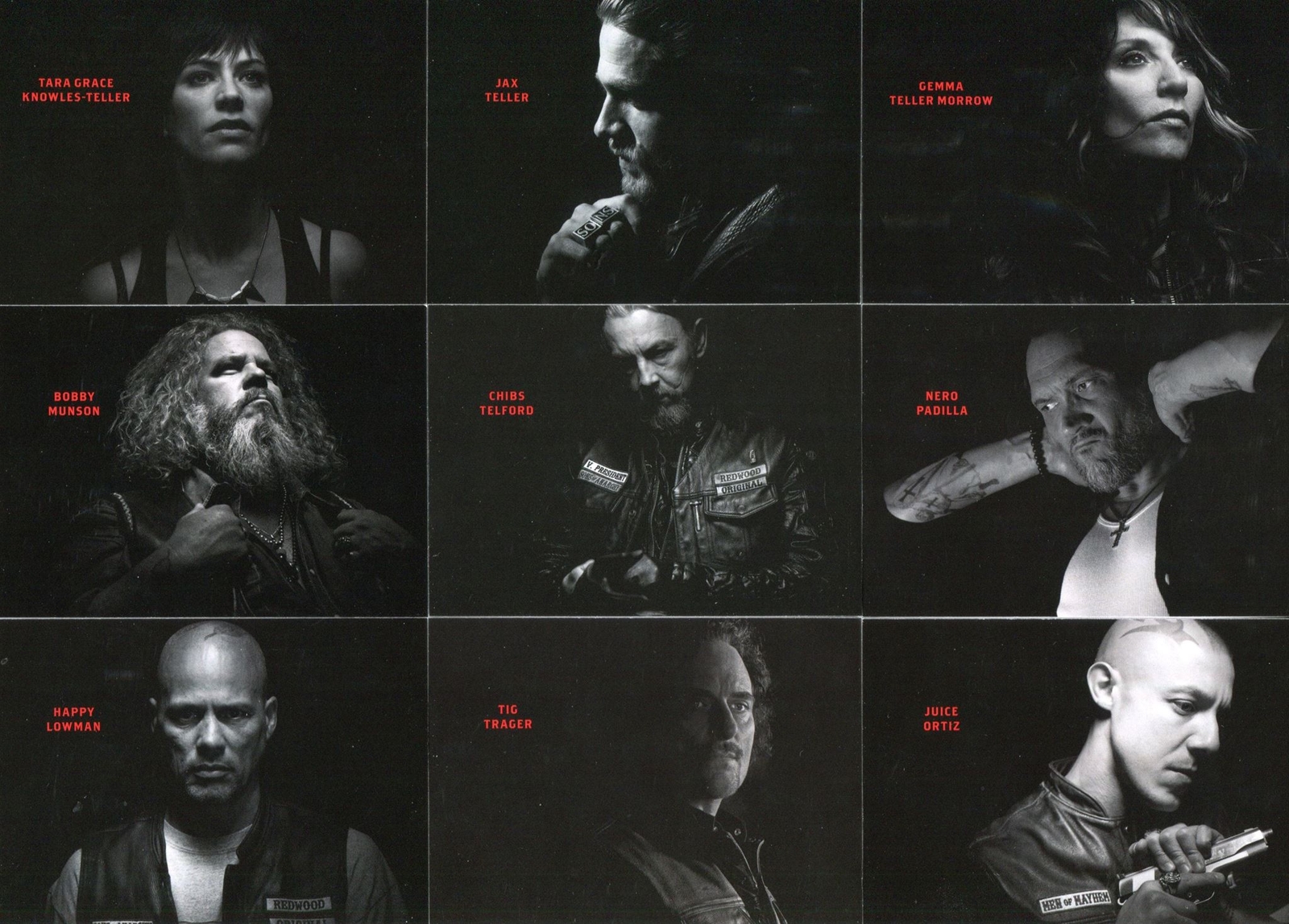 2015 Sons of Anarchy Season 6 & 7 Gallery Chase Card Set G1 - G9