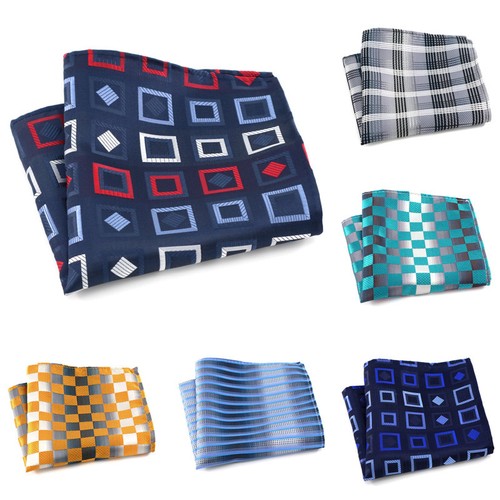 New Men's Handkerchief Pocket Square Striped Plaid Check Chest Tower