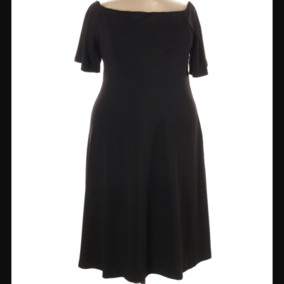 black off the shoulder casual dress Darcy Black Mini Dress with Ruffled Neckline & Balloon Sleeves main image 0
